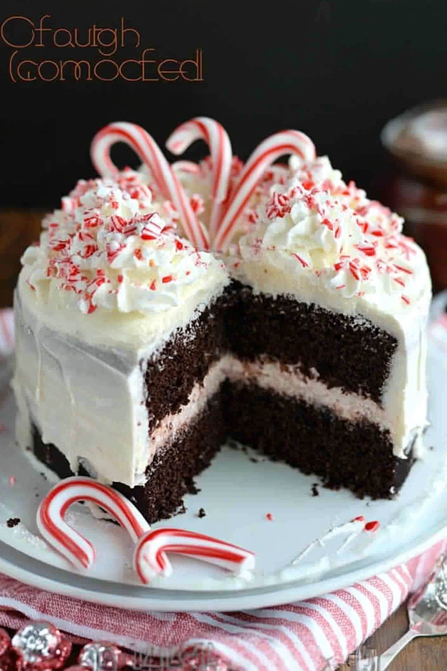 chocolate candy cane cake