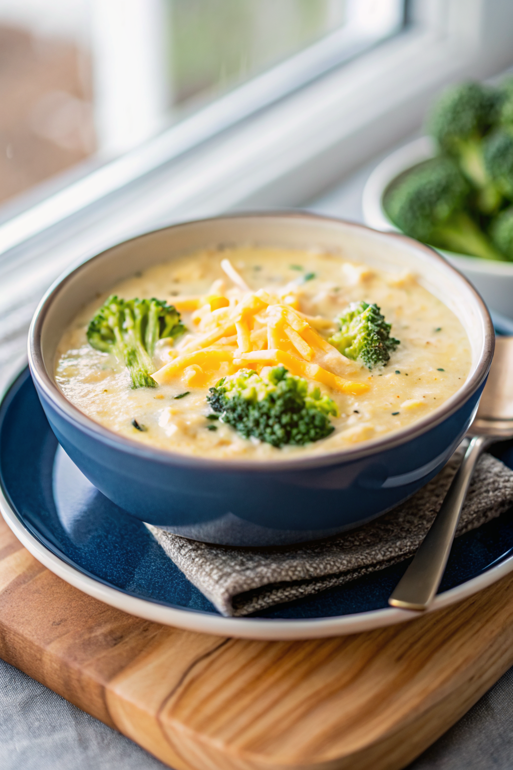 Best Broccoli Cheese Soup ingredients organized and measured on kitchen counter
