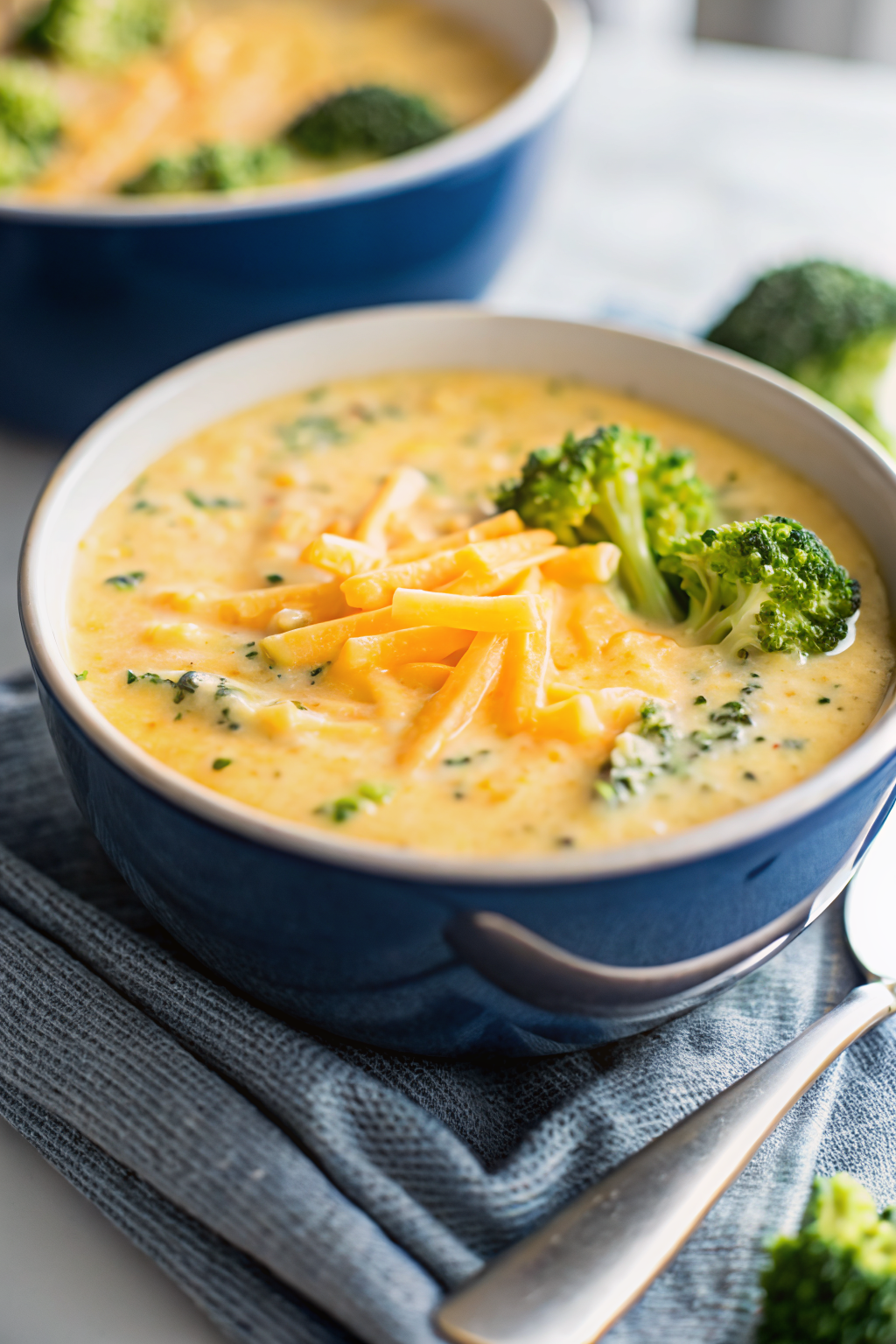 Best Broccoli Cheese Soup slice on plate showing perfect texture and swirl pattern