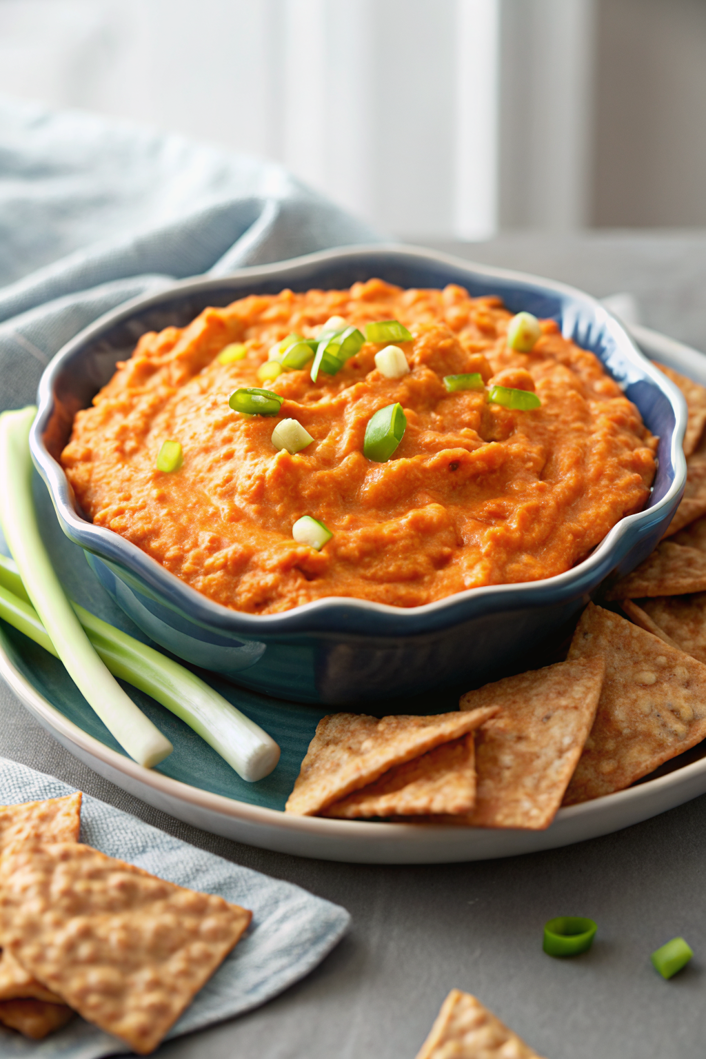 Buffalo Chicken Dip ingredients organized and measured on kitchen counter