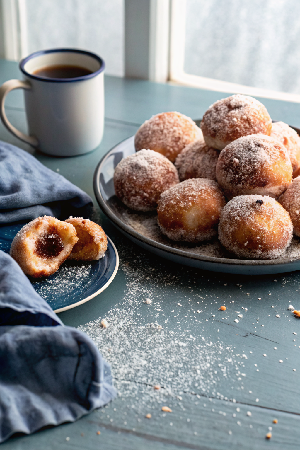 Jelly Donut Holes ingredients organized and measured on kitchen counter