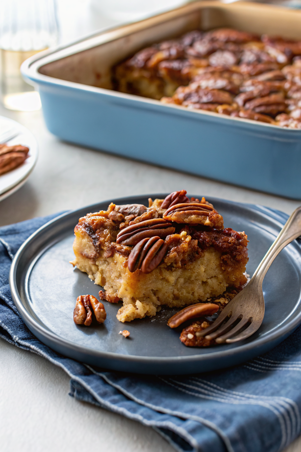 Caramel Pecan Breakfast Casserole ingredients organized and measured on kitchen counter