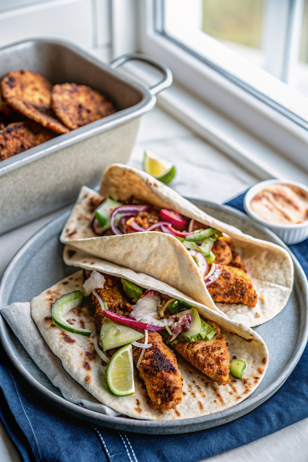Chicken Shawarma ingredients organized and measured on kitchen counter