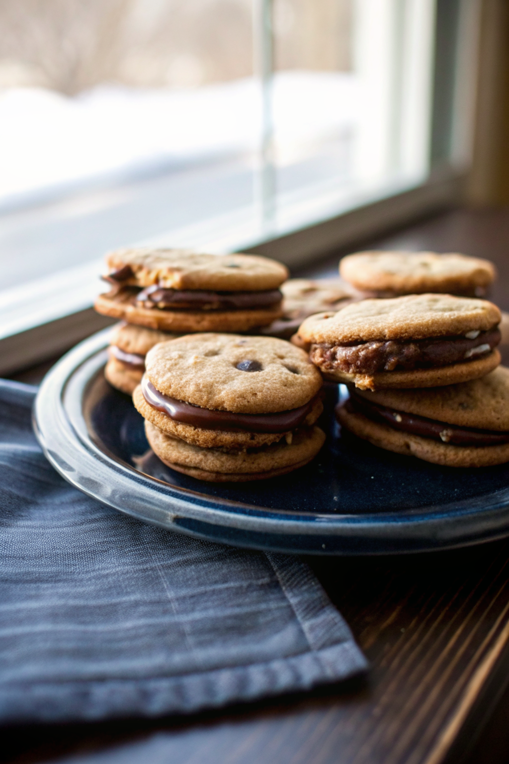 Chocolate Chip Cookie Sandwiches With Nutella Cream Cheese Filling