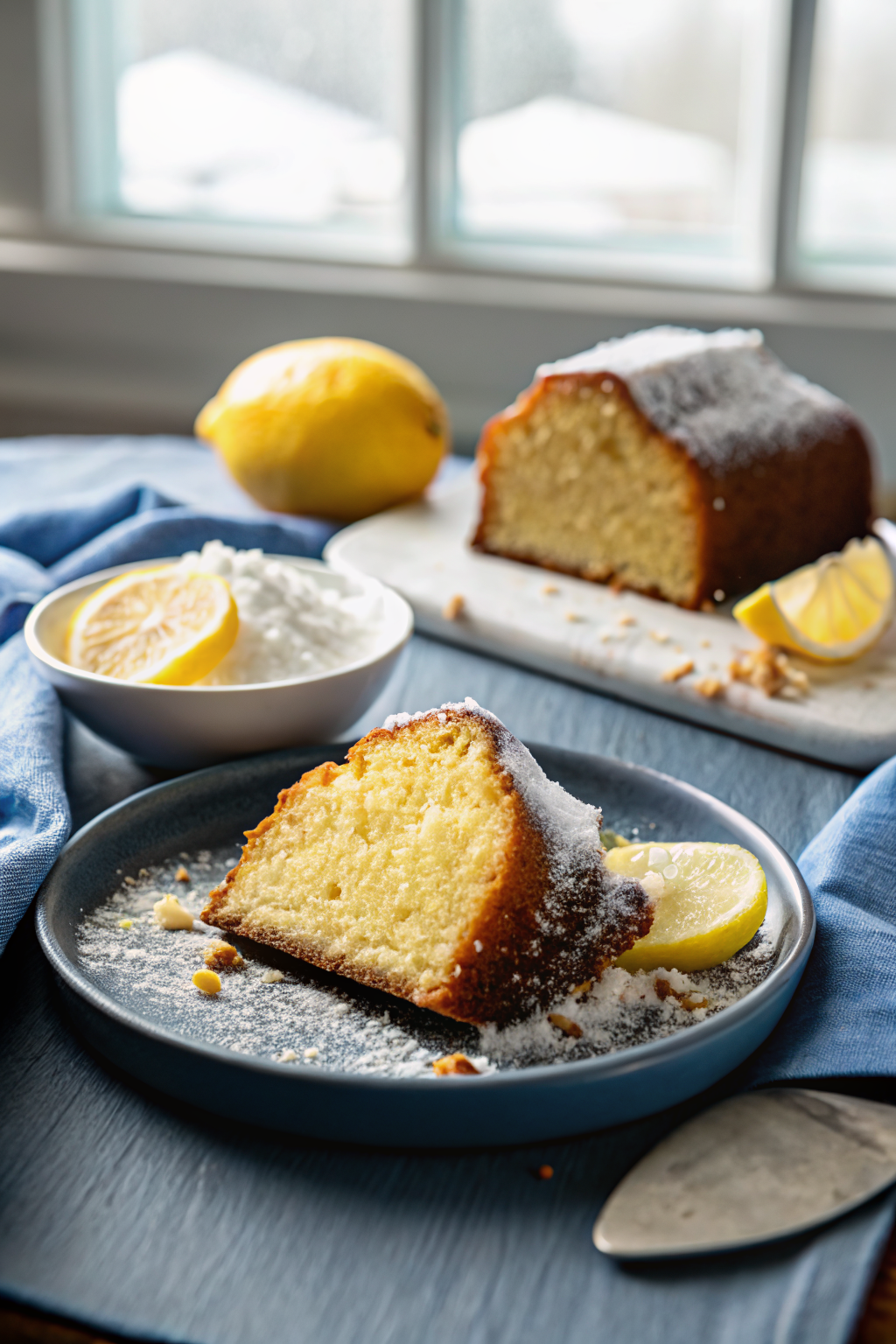 Lemon Bundt Cake Recipe beautifully presented from an overhead angle