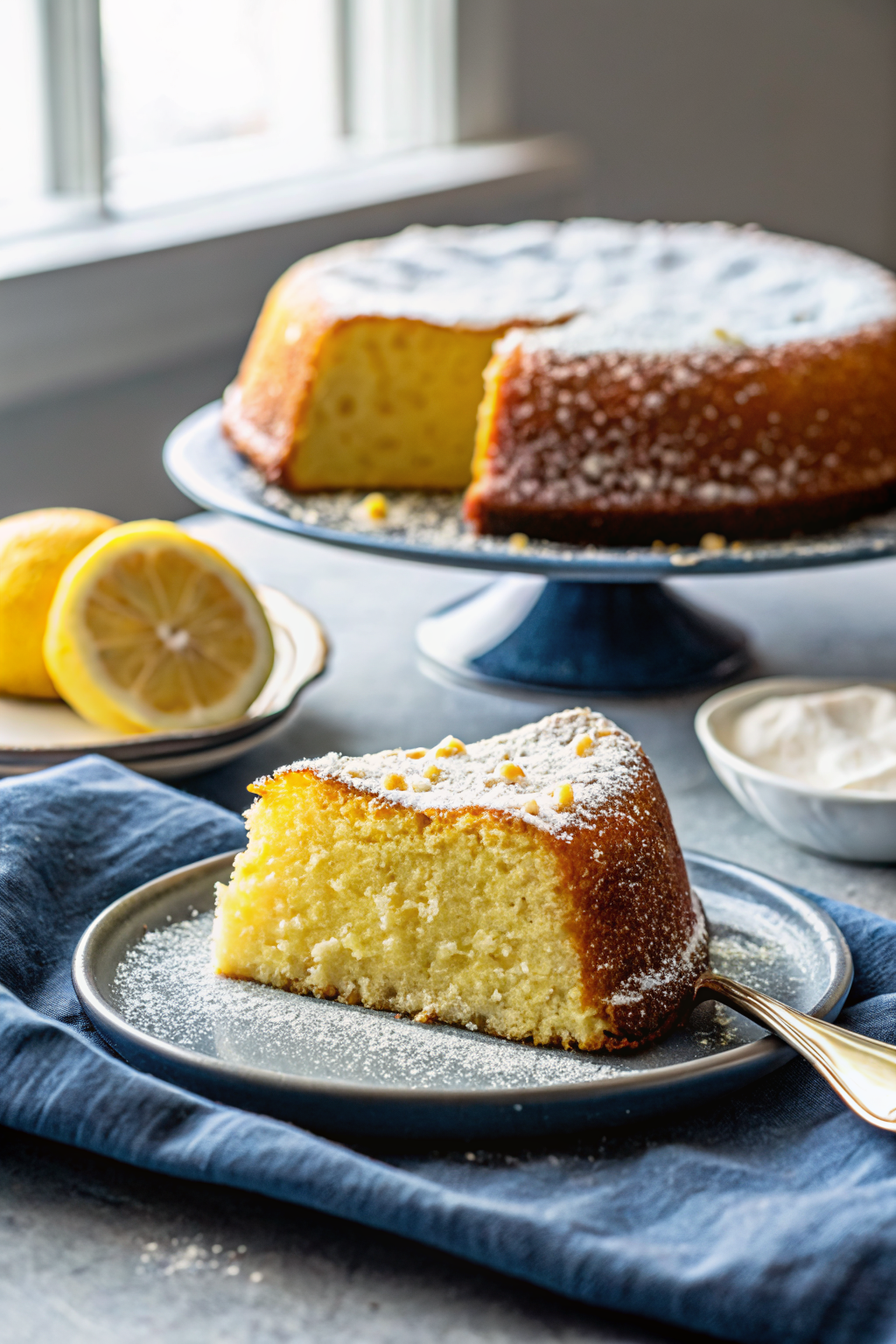 Lemon Bundt Cake Recipe ingredients organized and measured on kitchen counter