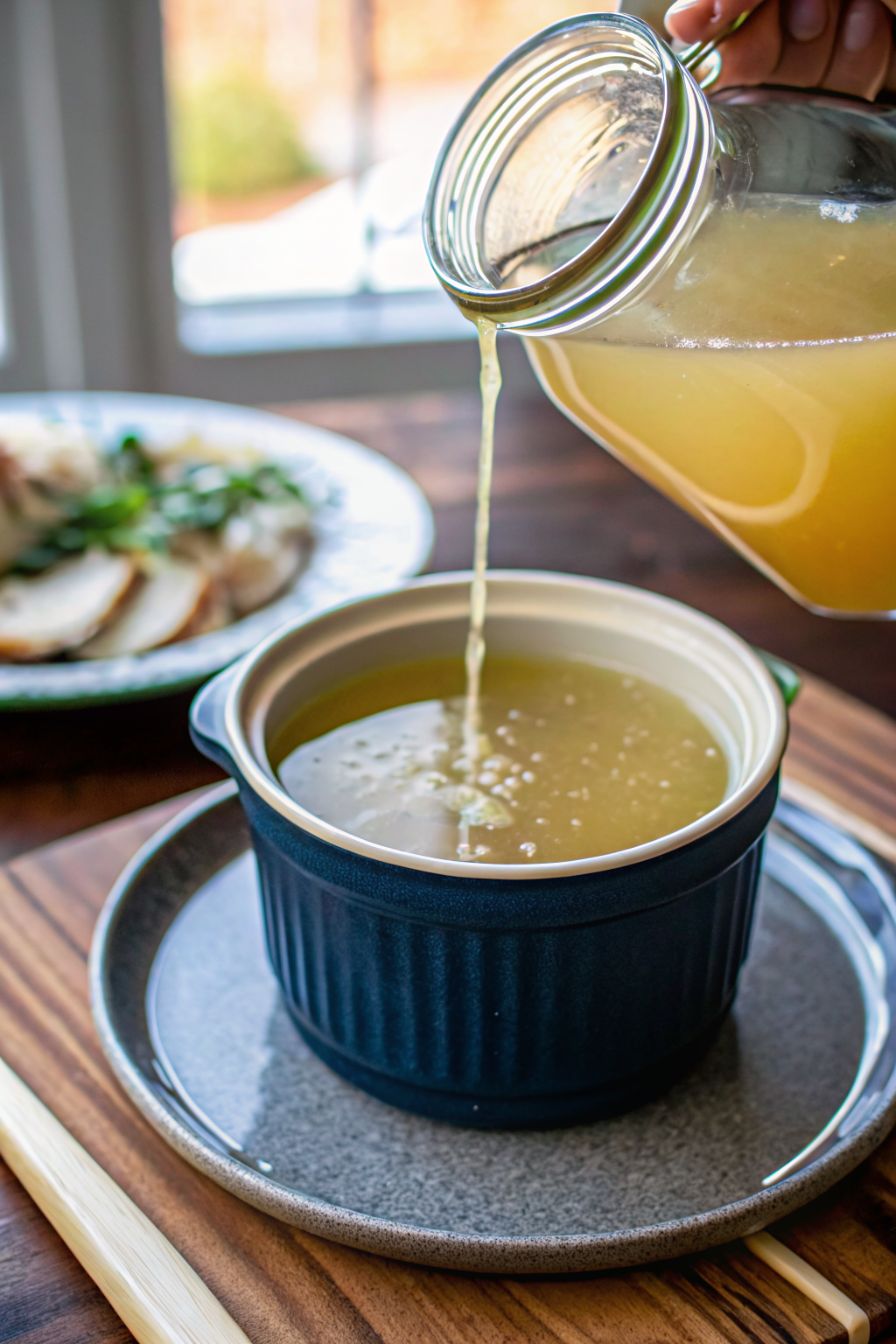 Homemade Chicken Broth ingredients organized and measured on kitchen counter
