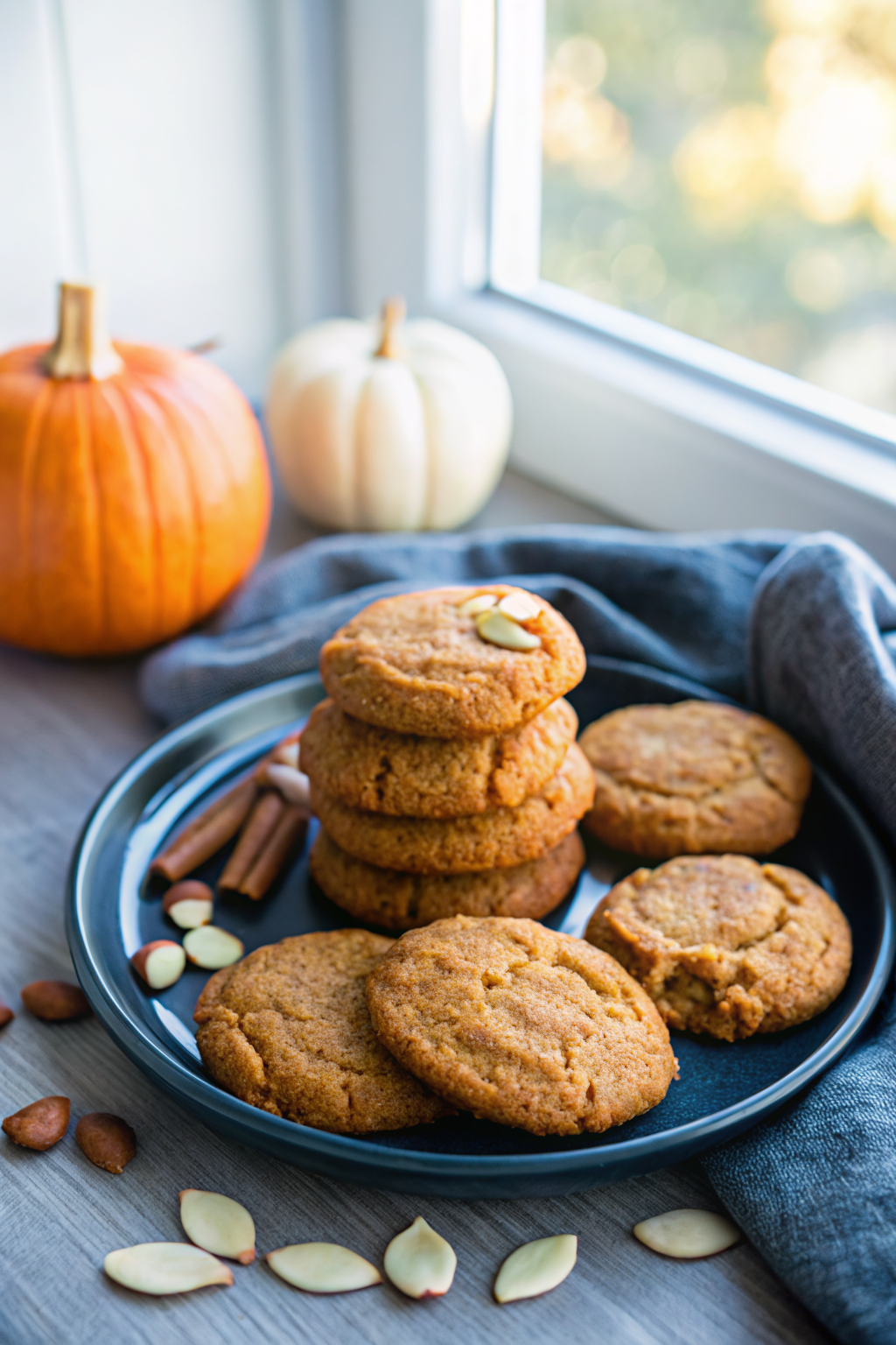 Keto Pumpkin Cookies beautifully presented from an overhead angle