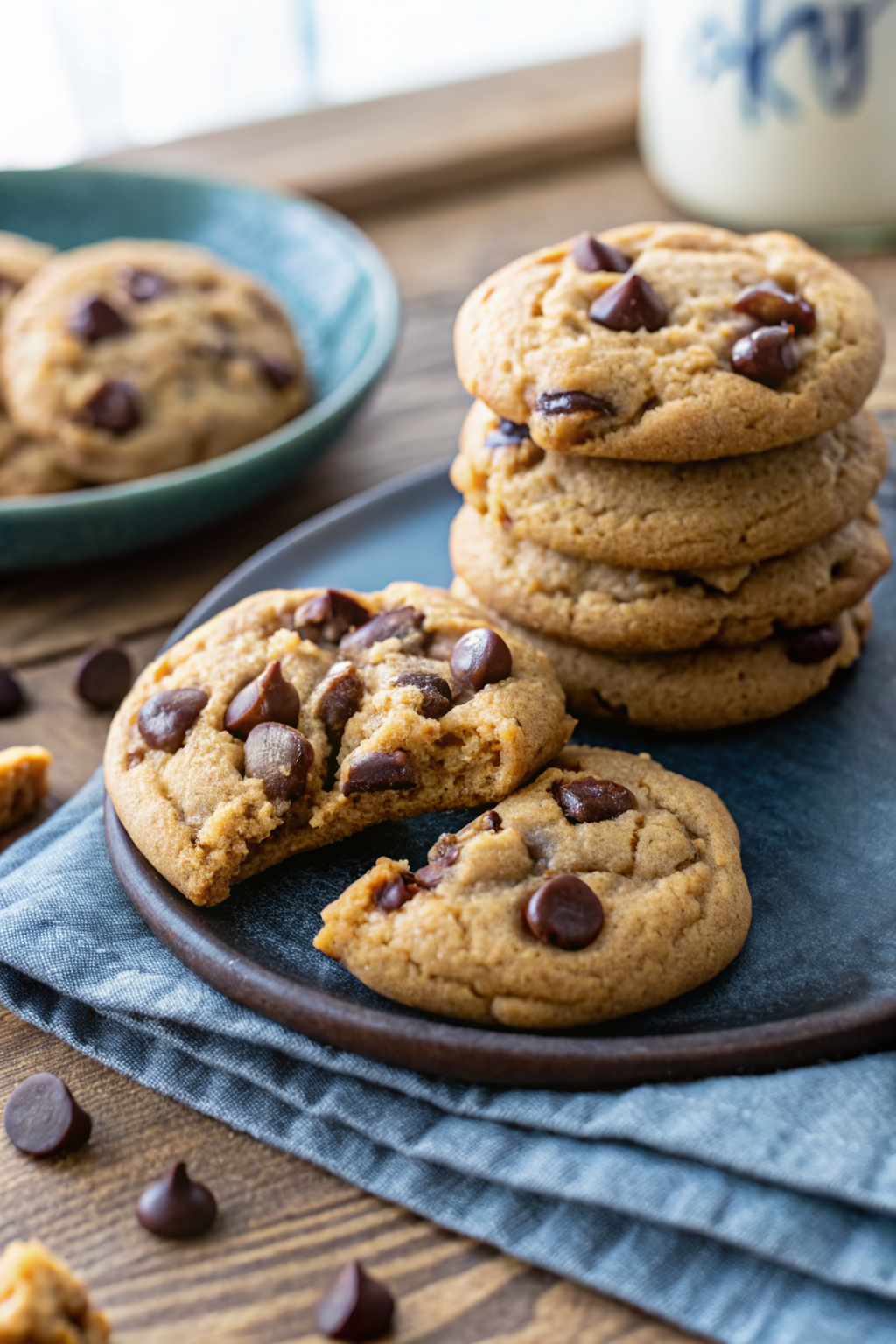 Peanut Butter Chocolate Chip Cookies ingredients organized and measured on kitchen counter