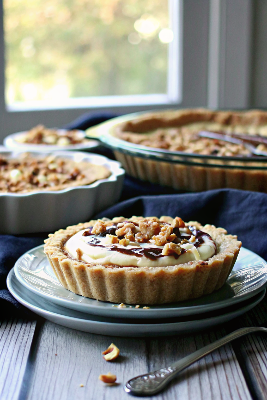 Peanut Butter Pie ingredients organized and measured on kitchen counter