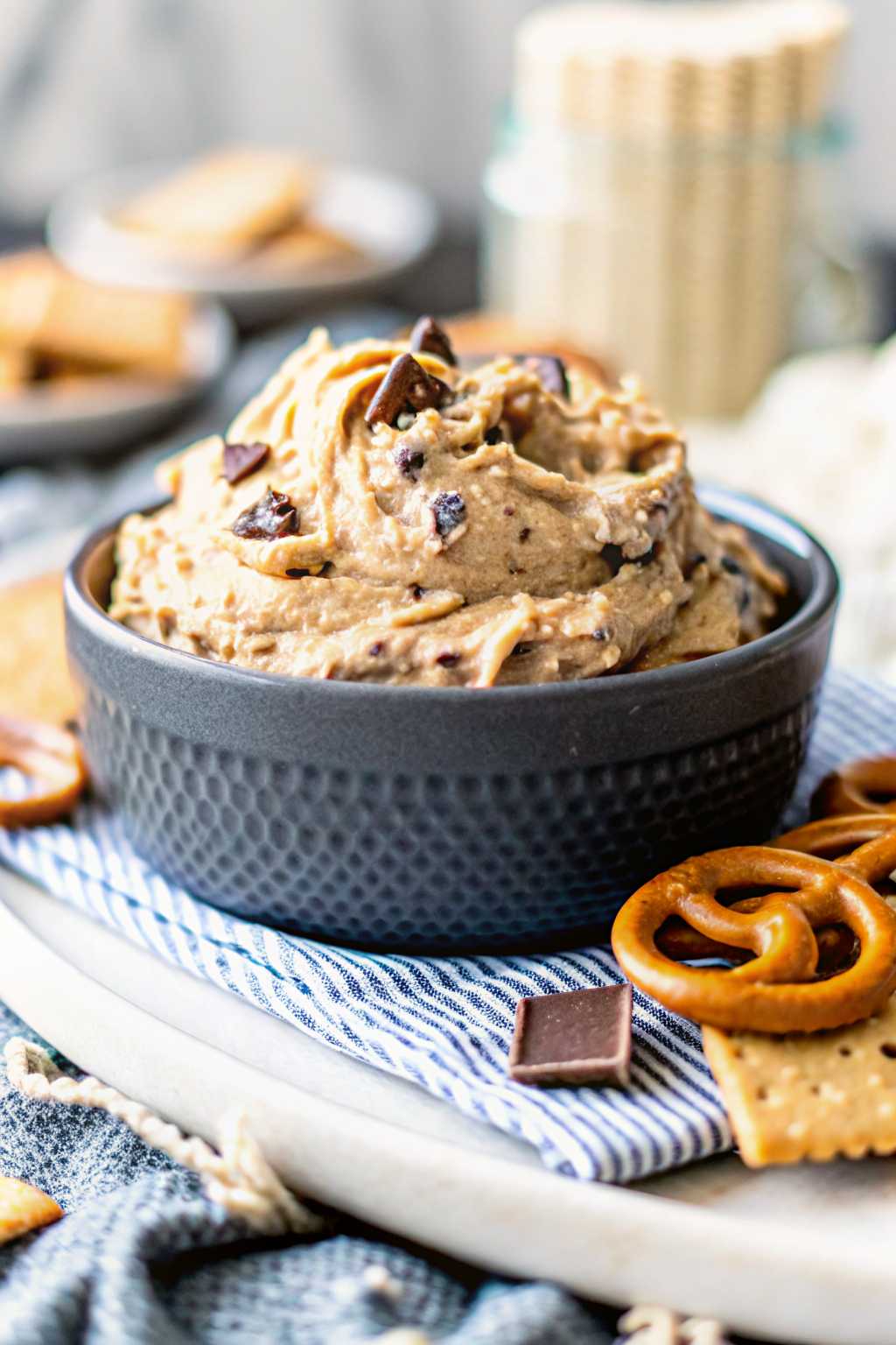 Reese S Peanut Butter Cookie Dough Dip slice on plate showing perfect texture and swirl pattern