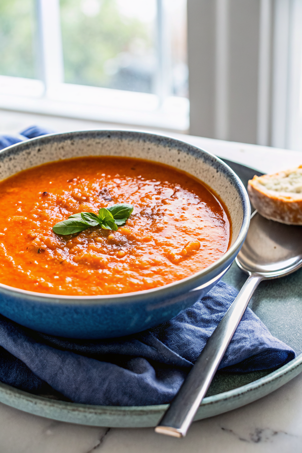 Roasted Red Pepper Soup ingredients organized and measured on kitchen counter