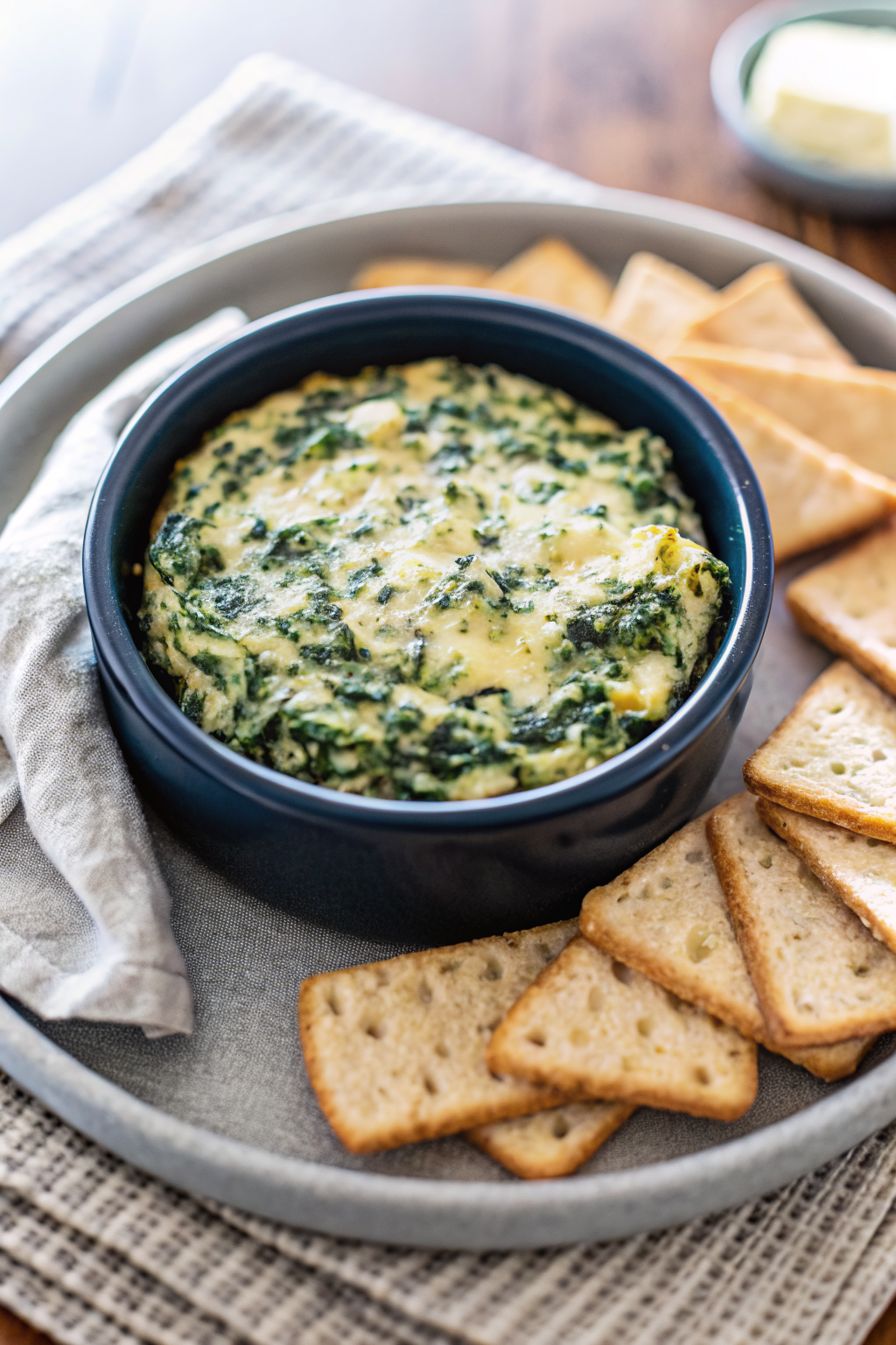 Spinach Artichoke Dip ingredients organized and measured on kitchen counter
