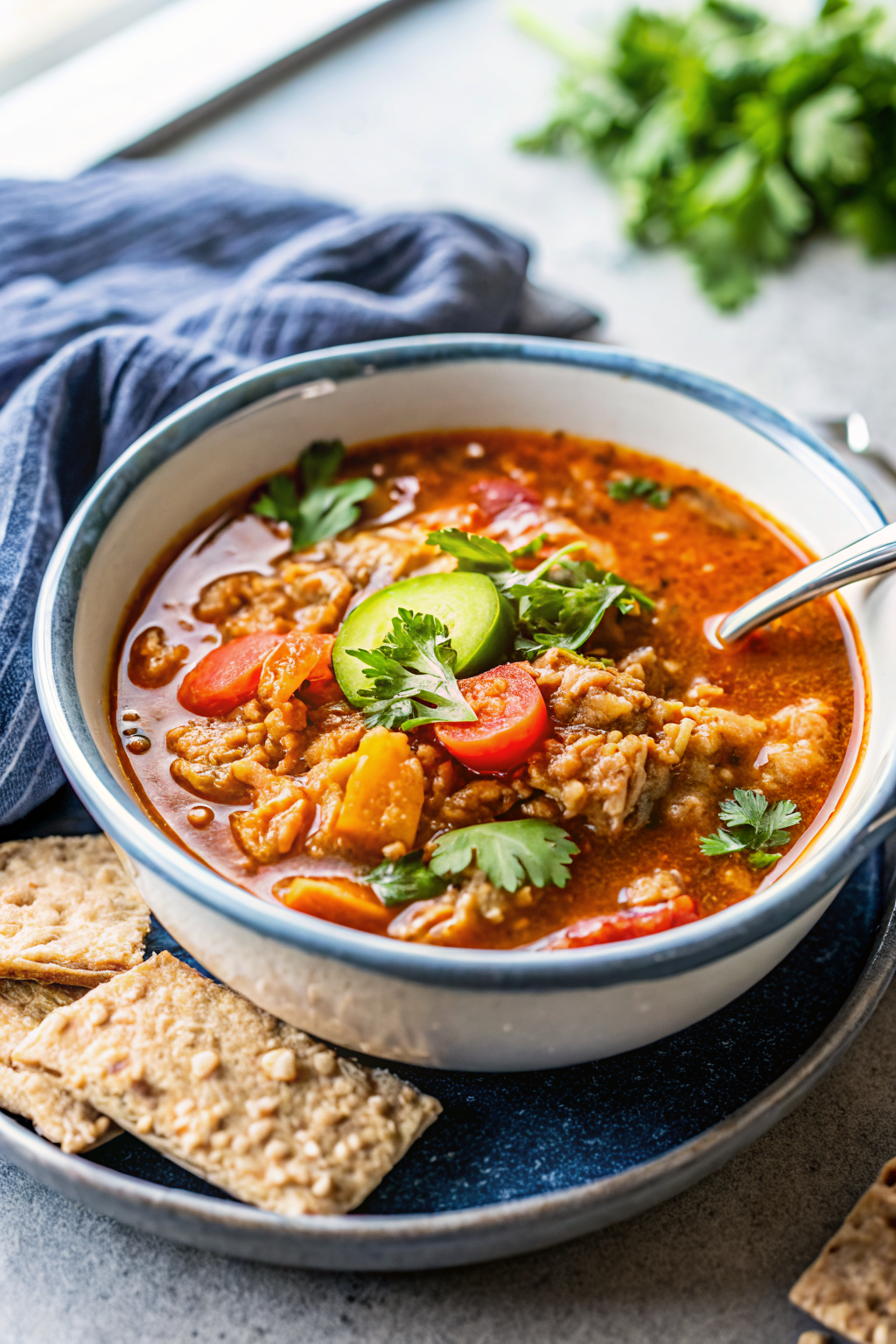 Stuffed Pepper Soup ingredients organized and measured on kitchen counter