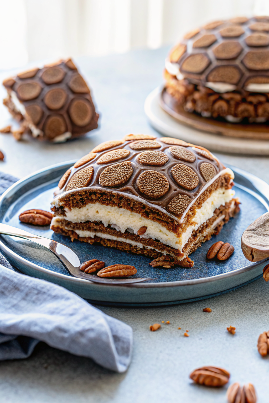 Turtle Ice Cream Sandwich Cake ingredients organized and measured on kitchen counter